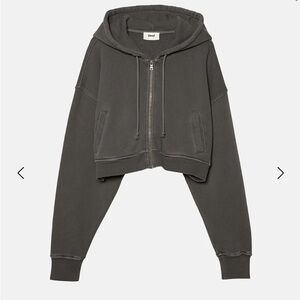 Elwood Babydoll Crop Zip Hoodie Vintage Grey